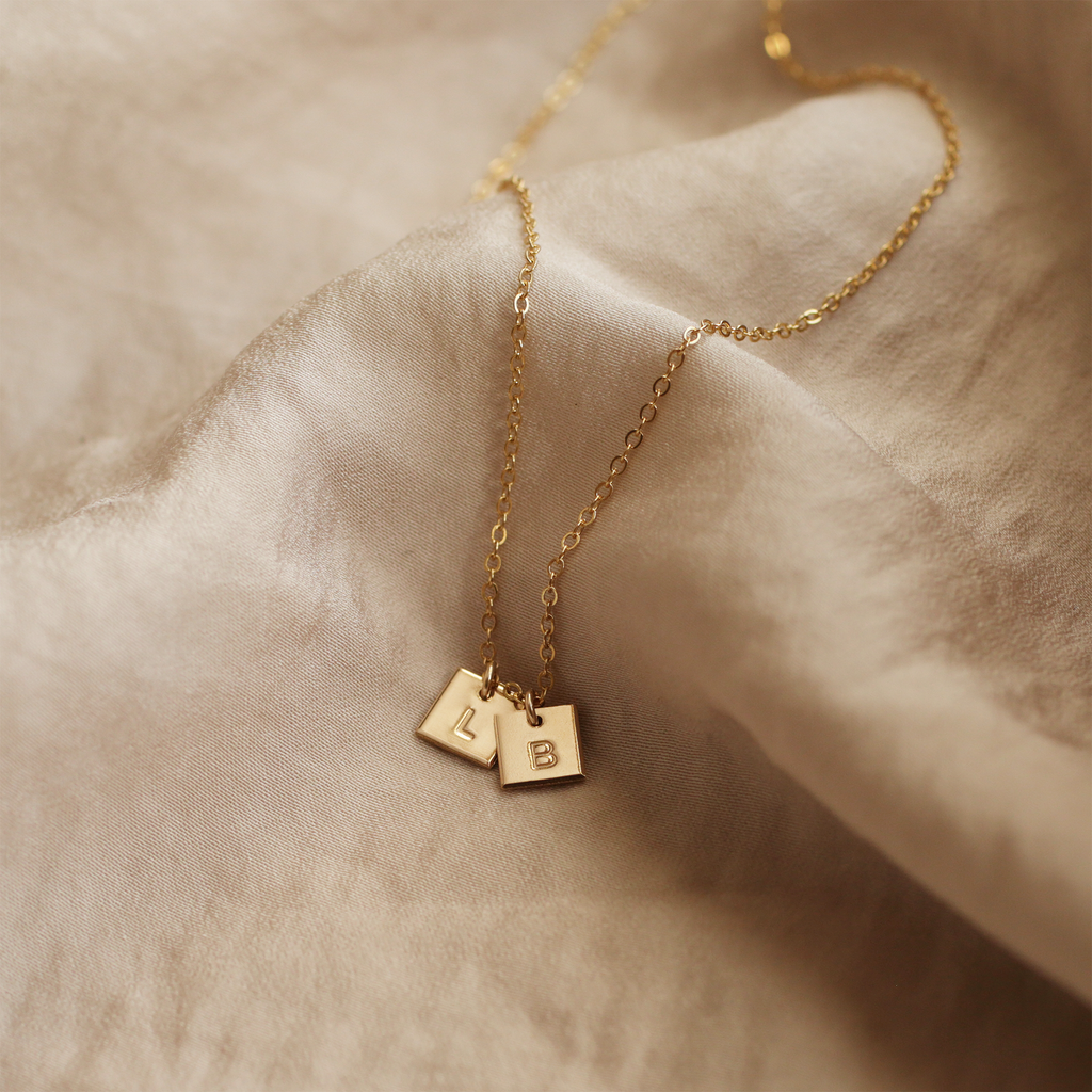 TINY INITIAL TAG NECKLACE Femina Handmade