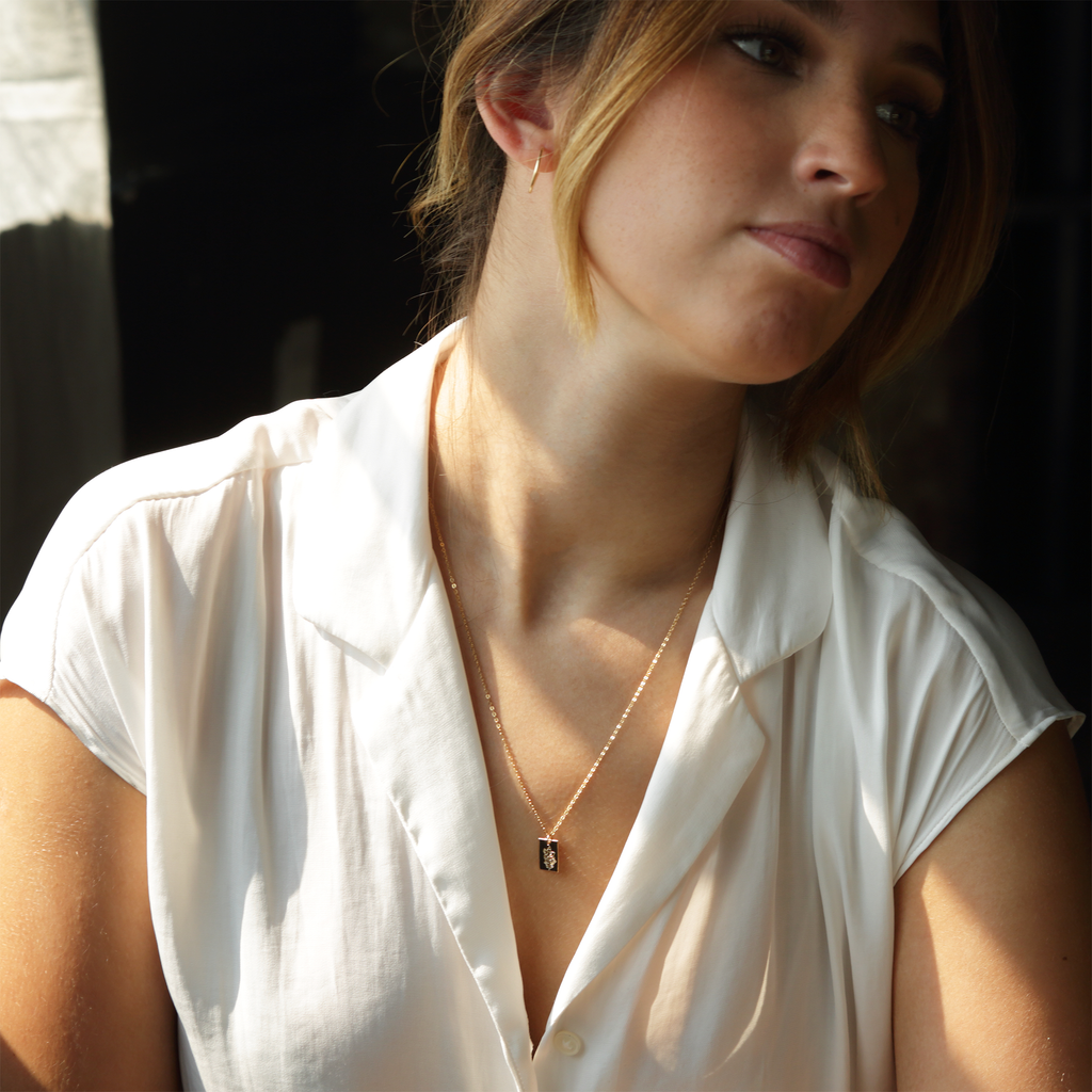Birth Flower Tag Necklace