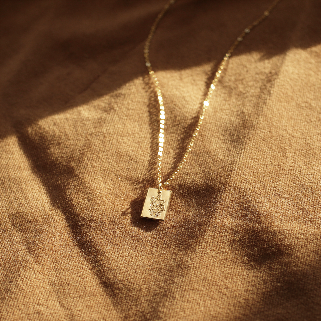 Birth Flower Tag Necklace