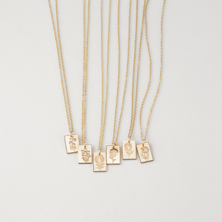 Birth Flower Tag Necklace