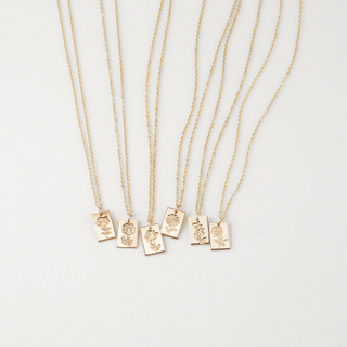 Birth Flower Tag Necklace